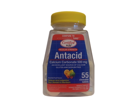 Suplemento de cálcio antiácido de força regular 55 comprimidos CERTIFIED PLUS