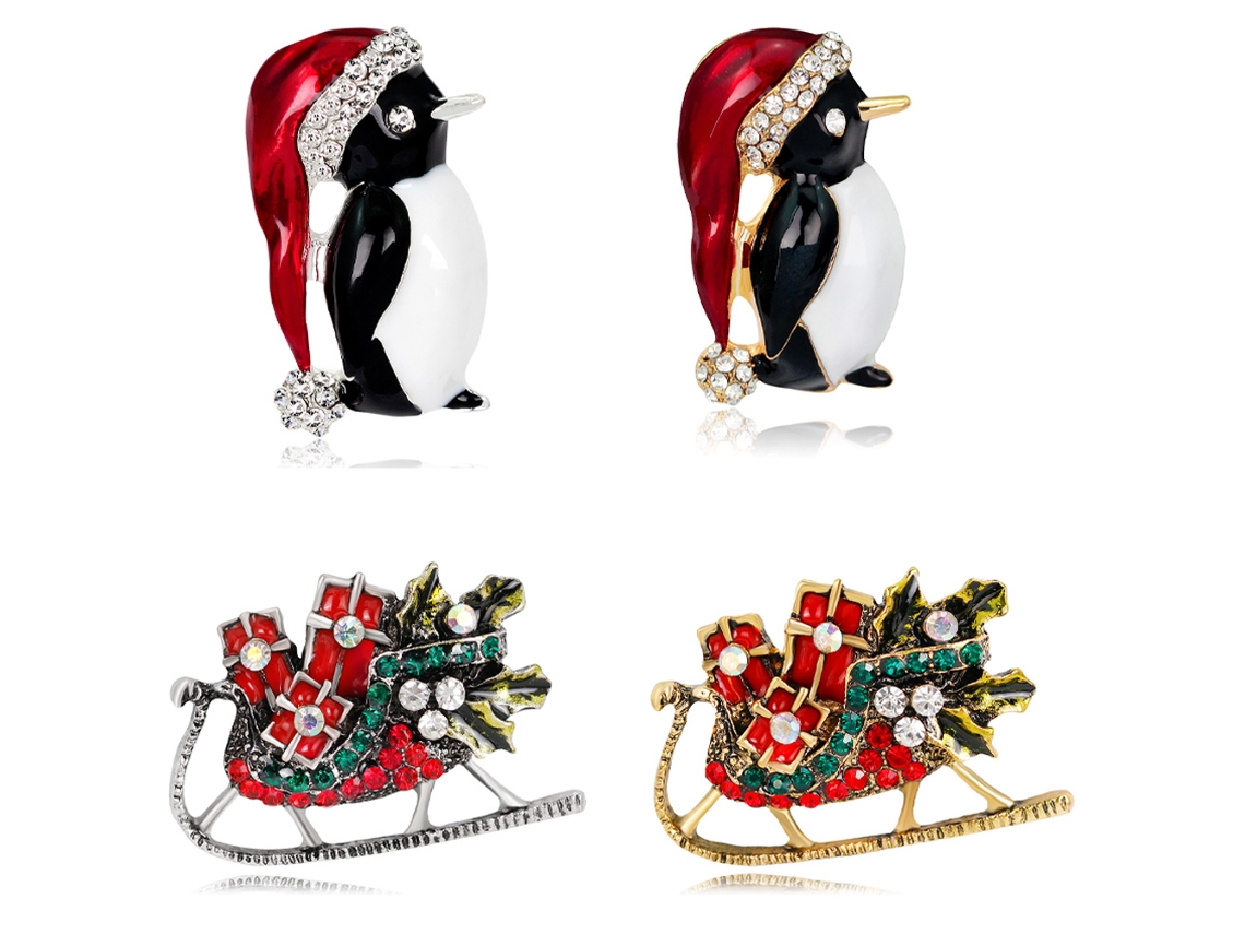 4Pcs Broche de Natal-Al062-A+Al062-B+Al112-A+Al112-B AURUM