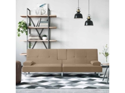 Vidaxl Sofá-cama C/ Suporte Para Copos Couro Artificial Cor Cappuccino
