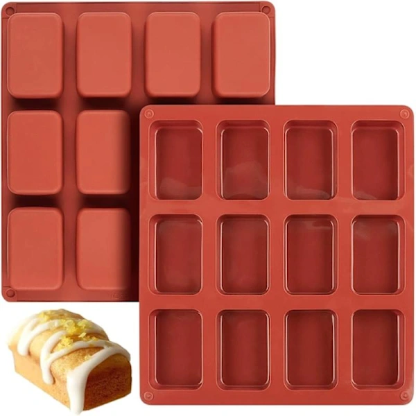 Conjunto De 2 Formas Para Pão E Bolos, Em Silicone, 12 Cavidades, Revestimento Antiaderente, Para Forno, Confeitaria E Preparo Doméstico
