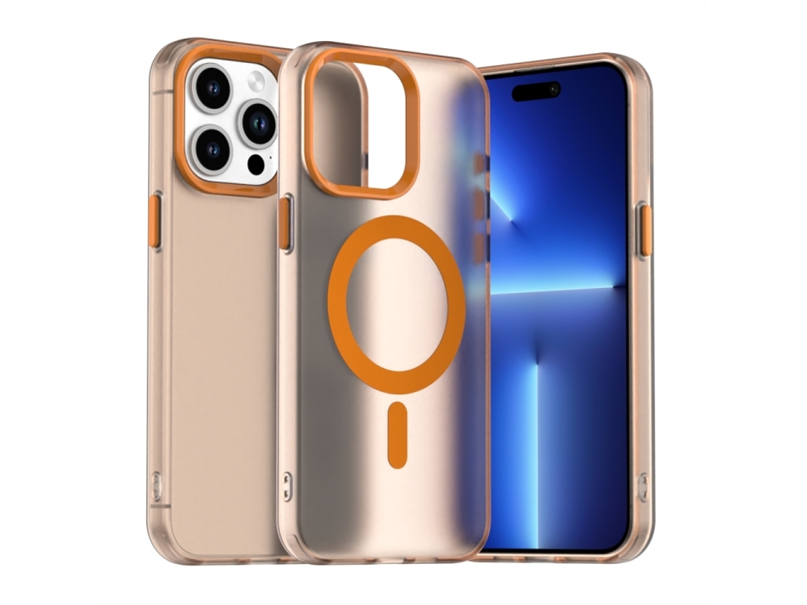Capa Híbrida Para Iphone 15 Pro - Pc E Tpu Com Magsafe | Candy Design - Laranja