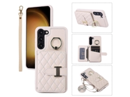 Capa Para Celular Com Suporte Horizontal Para Cartões E Argolas, Com Cordão Duplo, Compatível Com Samsung Galaxy S23+ 5g.