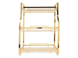 Rack de Armazenamento de Cantinho para Parede, 3 Andares, Branco e Dourado | S/MARCA