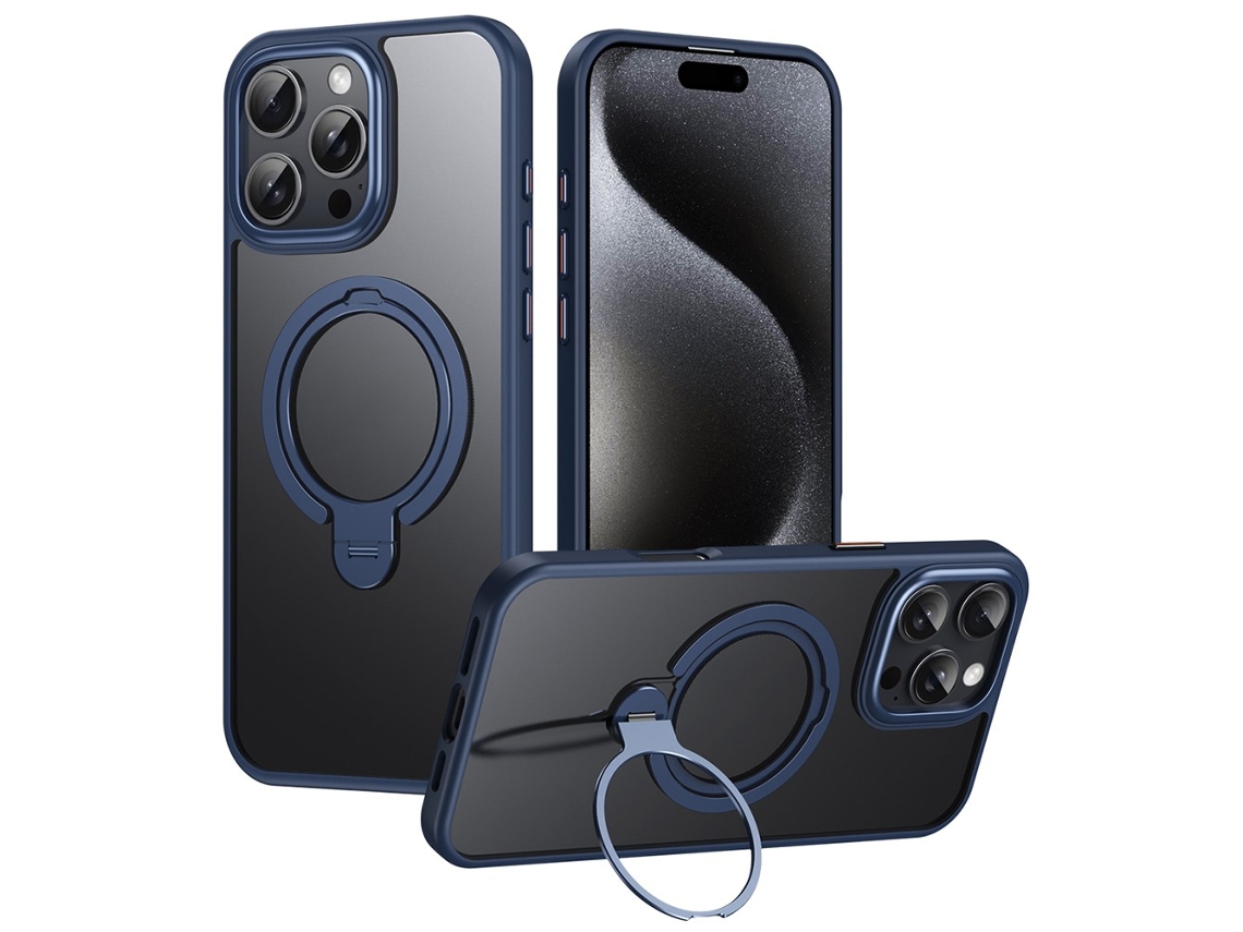 Capa Em Tpu Com Suporte, Compatível Com Magsafe Para Apple Iphone 16 Pro Max Azul
