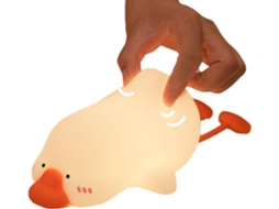 Luminária Noturna Fofa Em Formato De Patinho, Feita Silicone Macio -