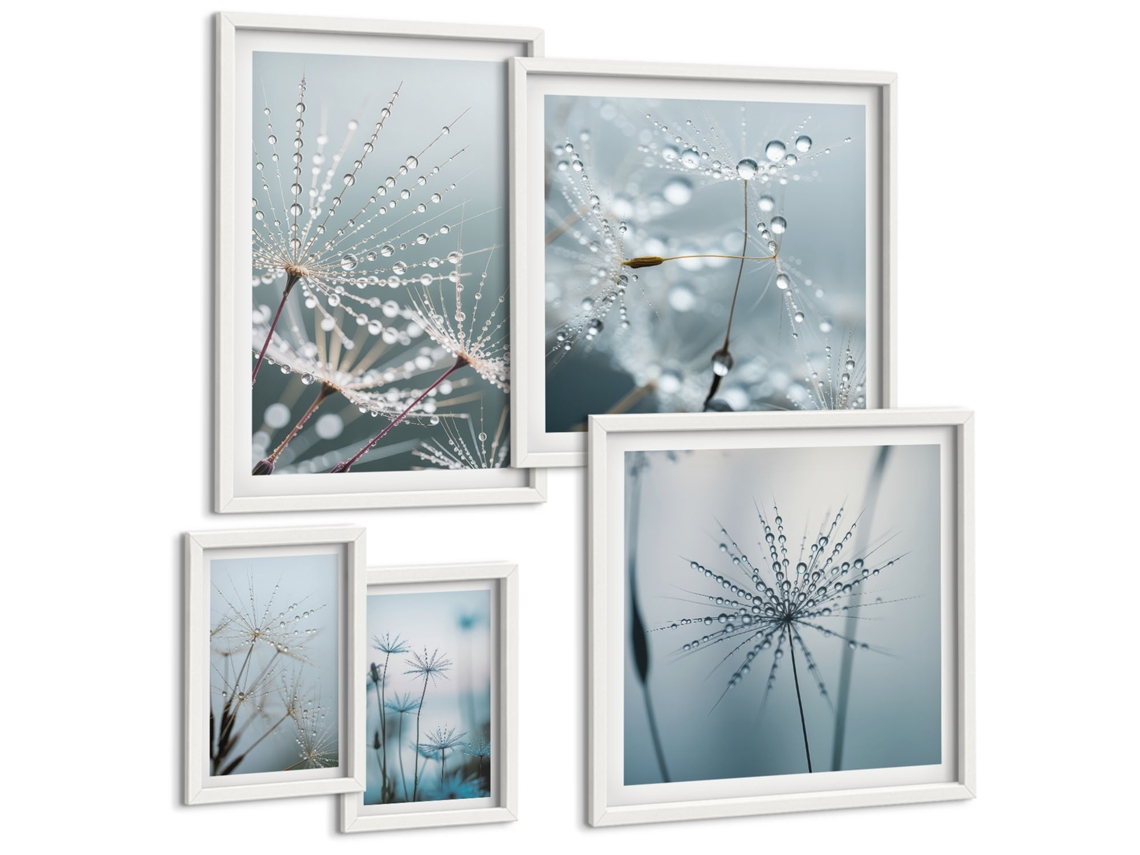 Conjunto De Pinturas Gotas De Água Nas Plantas Espelharte (5 Peças)