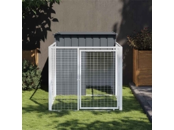 Vidaxl Casota Com Parque Aço Galvanizado Antracite
