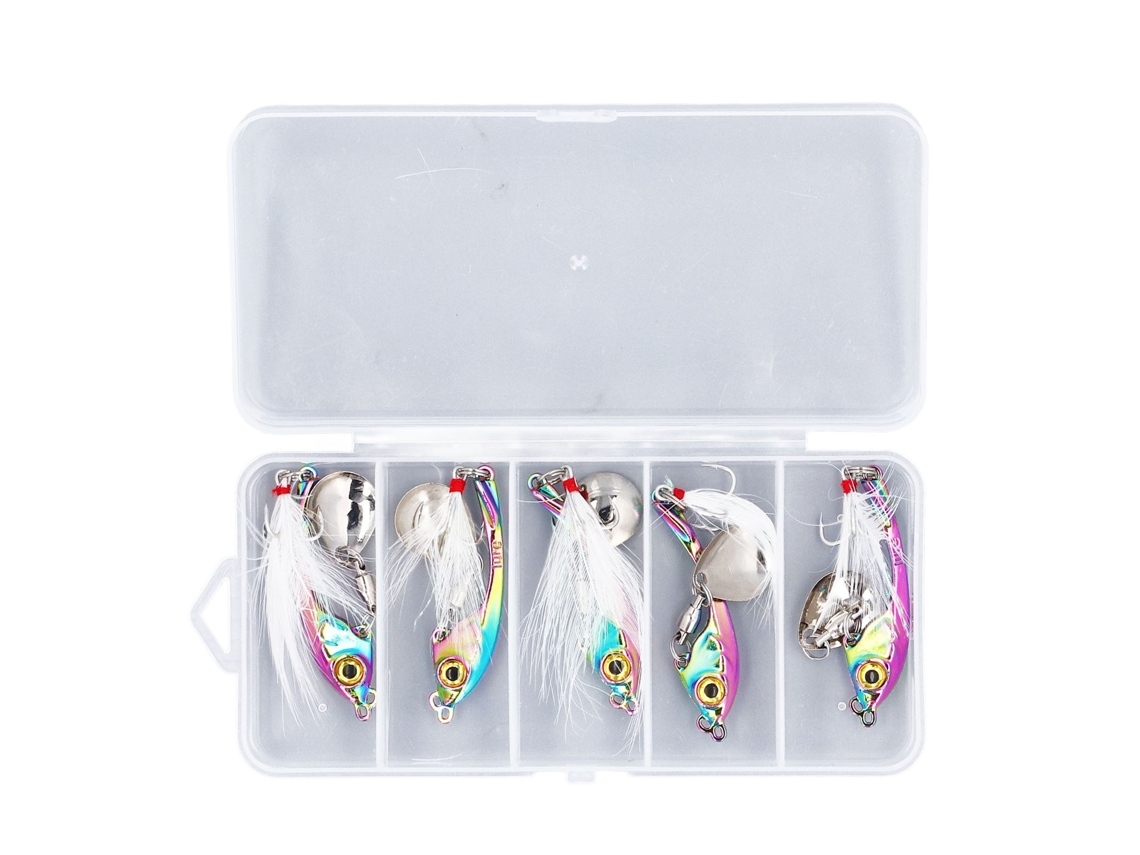 Lure Spinner Bait With Feather Artificial Bait Fishing Lure Kit Spinning To Attract Fish Colorful To Lure Fish School With Tackle Box