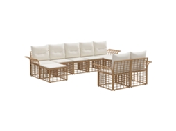 Maison Exclusive - Conjunto De Sofás Para Exterior 9 Unid. Natural E Branco Creme