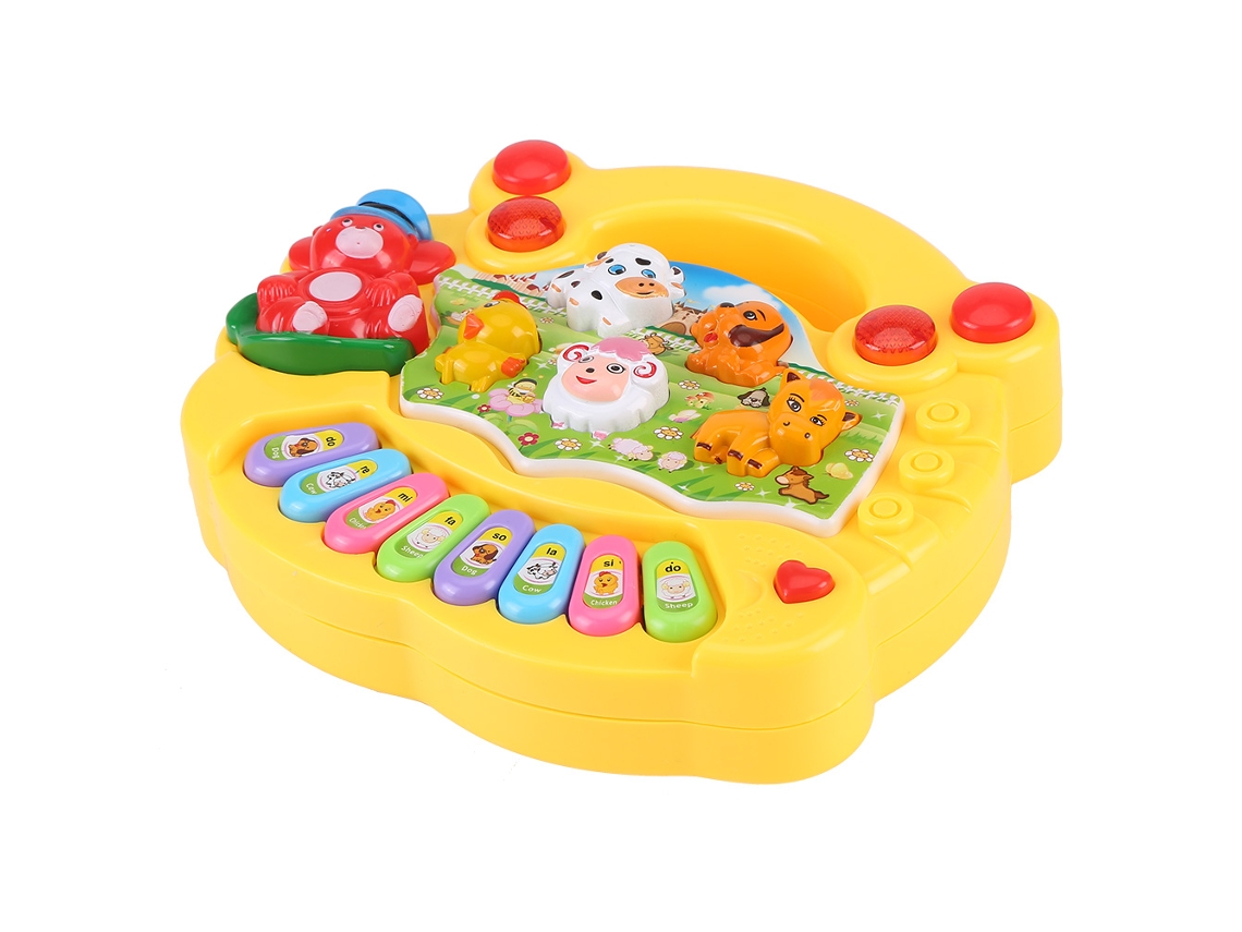 Mali brinquedo Piano Musical Educativo Fazenda Animal Sons Bebê Brincadeira Presente Amarelo