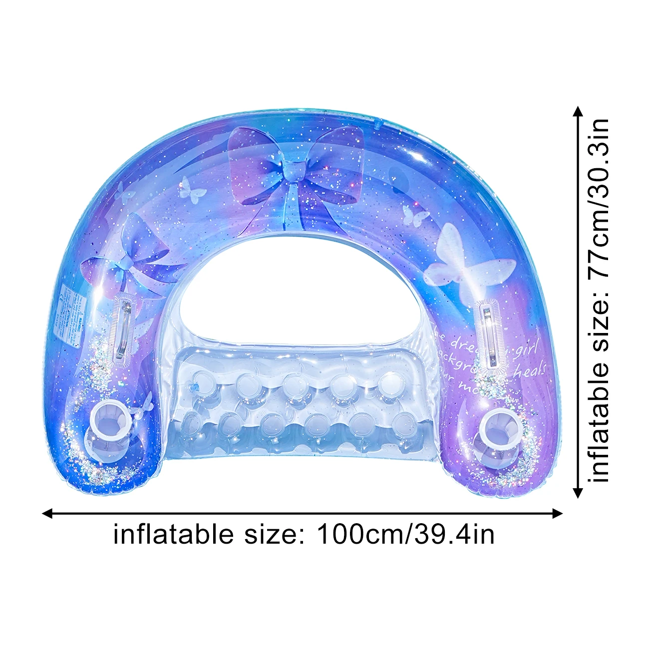 (laço Brilhante) 1 Rede Inflável Em Forma De U Com Lantejoulas, Cadeira De Piscina/cama Flutuante Brilhante Dos Sonhos
