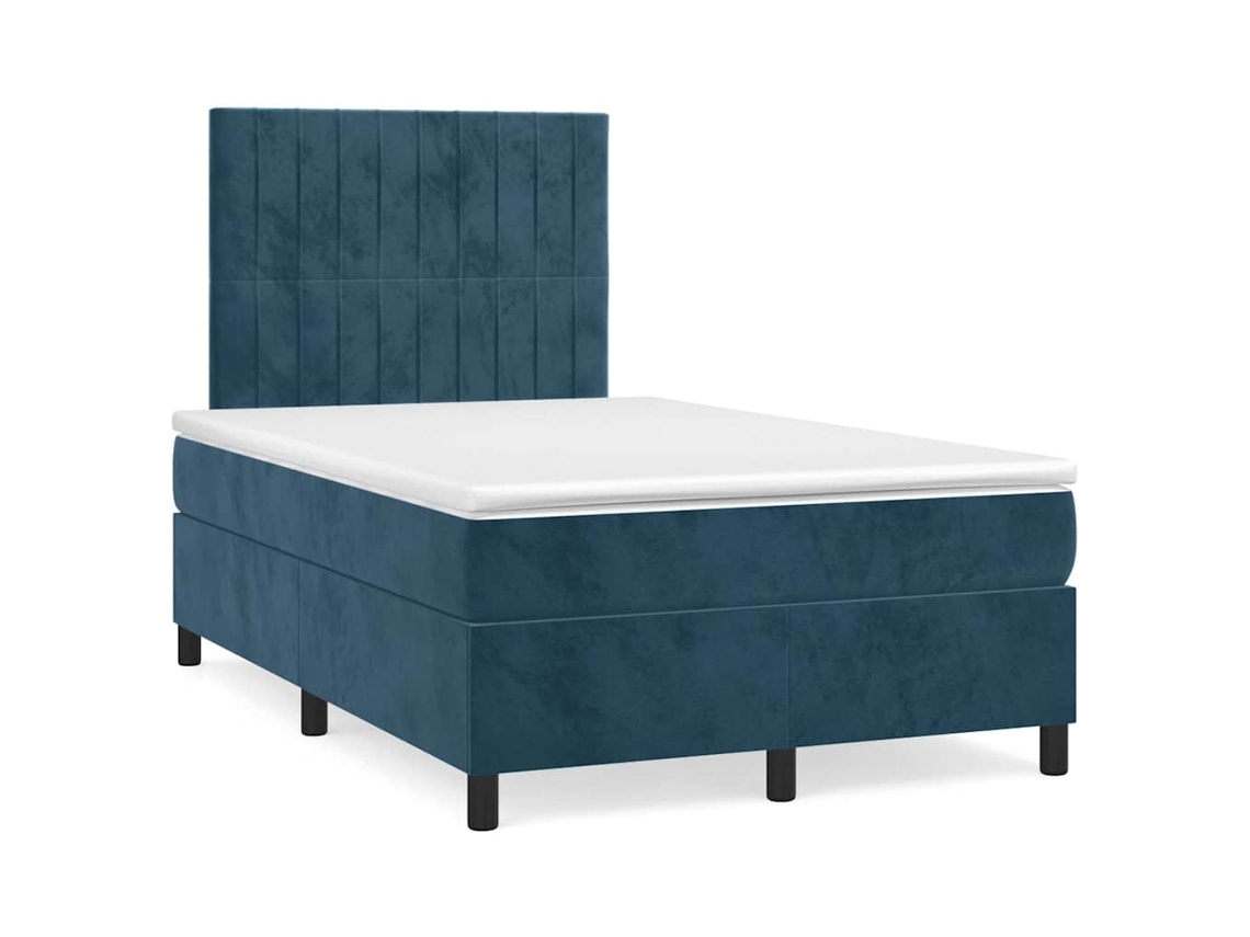 Cama Boxspring com Colchão 120x190cm Veludo Azul Escuro MAISON EXCLUSIVE