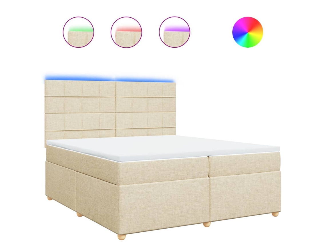 Box Spring Bed, Box Spring Beds Vidaxl Creme Tecido (200 X 200 Cm)