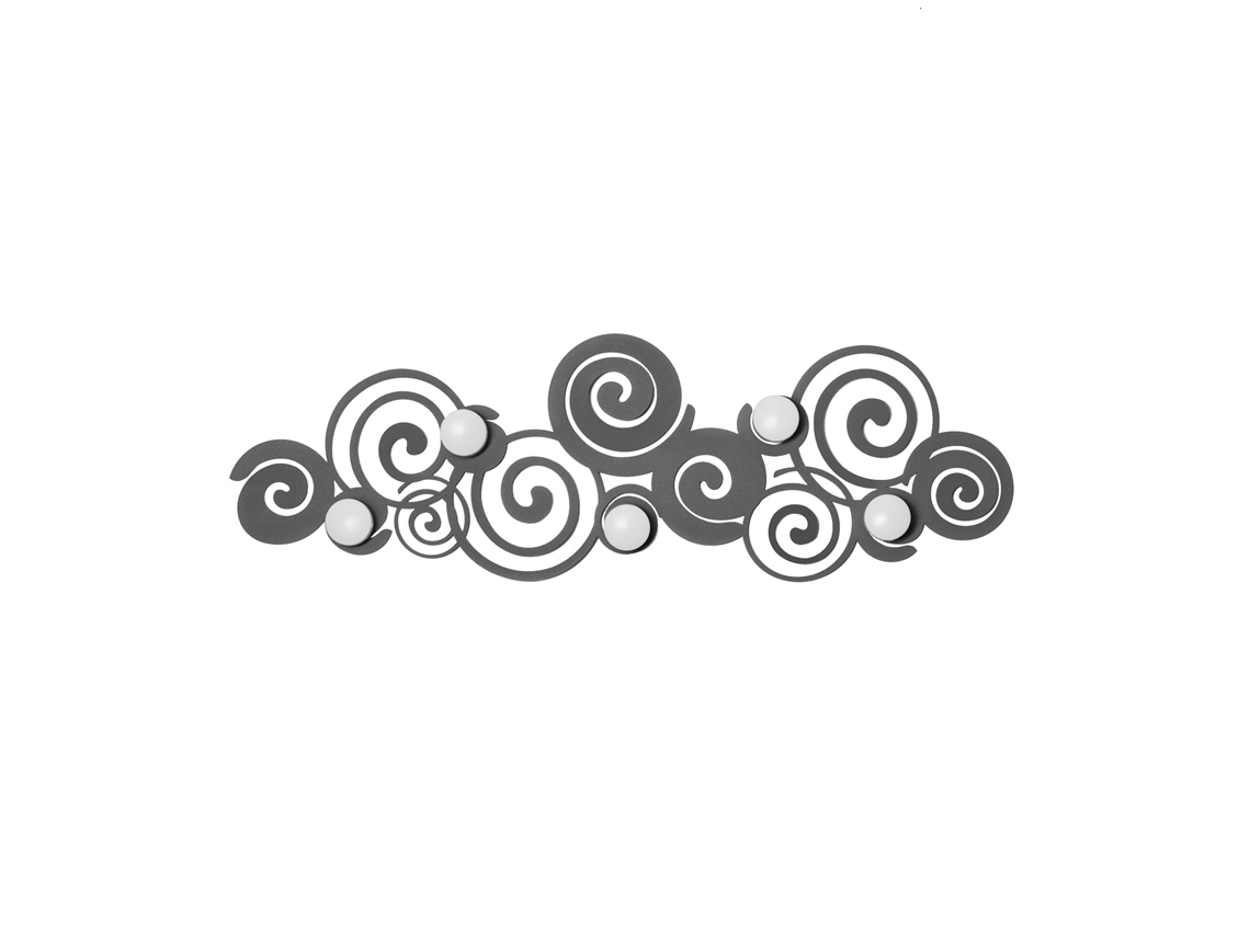Cabide De Parede Moderno Orfeo Fango Com 6 Ganchos, Ferro Elegante, Ideal Para Entrada, Quarto E Banheiro, Feito Na Itália Arti Mestieri