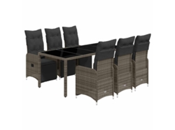 Conjunto de 7 Bistrôs de Jardim com Almofadões Vime Pe Cinza MAISON EXCLUSIVE