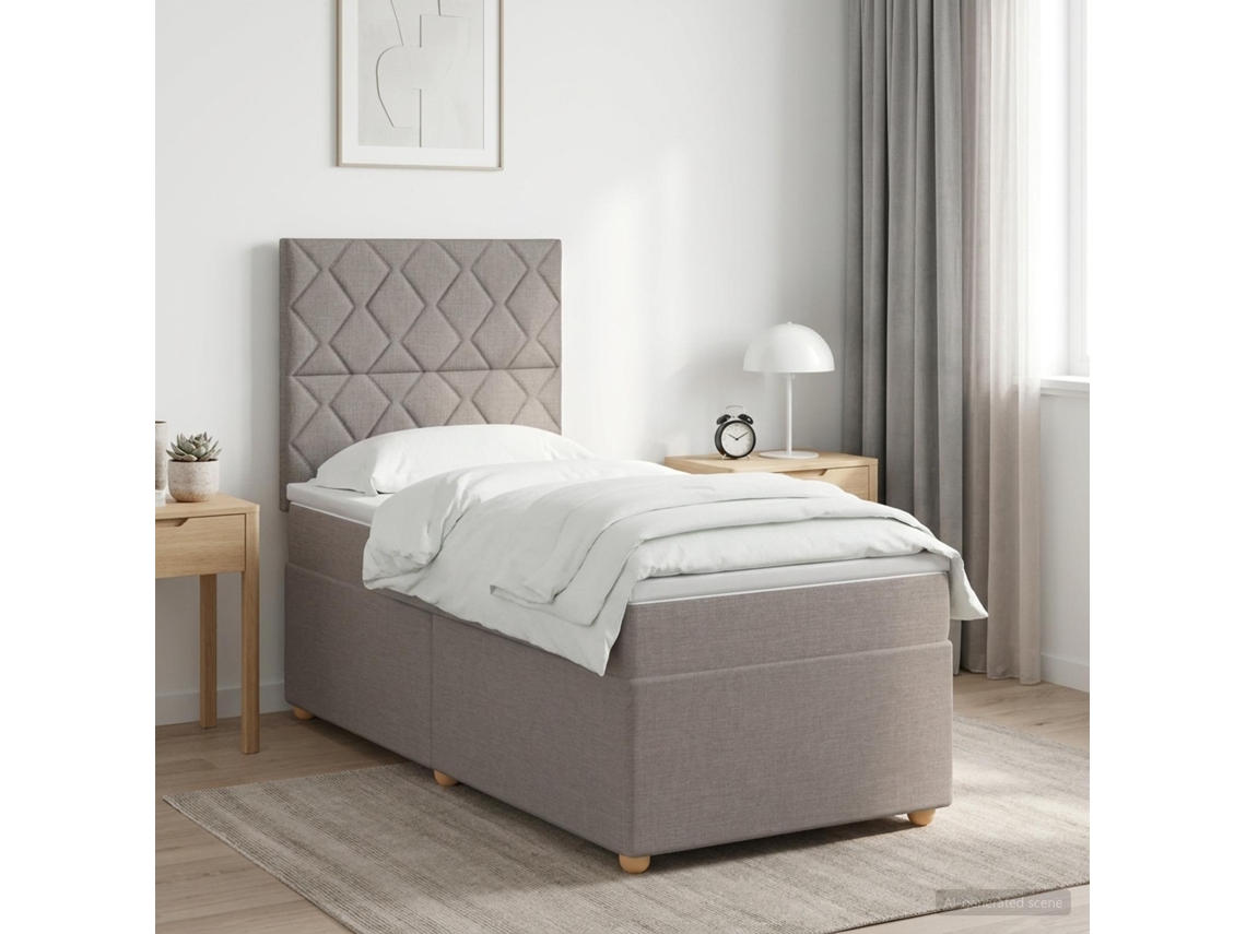 Vidaxl Cama Box Spring Com Colchão Cinzento-acastanhado 80 X 200 Cm