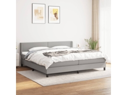 Cama Com Molas/colchão 200x200 Cm Tecido Cinza-claro