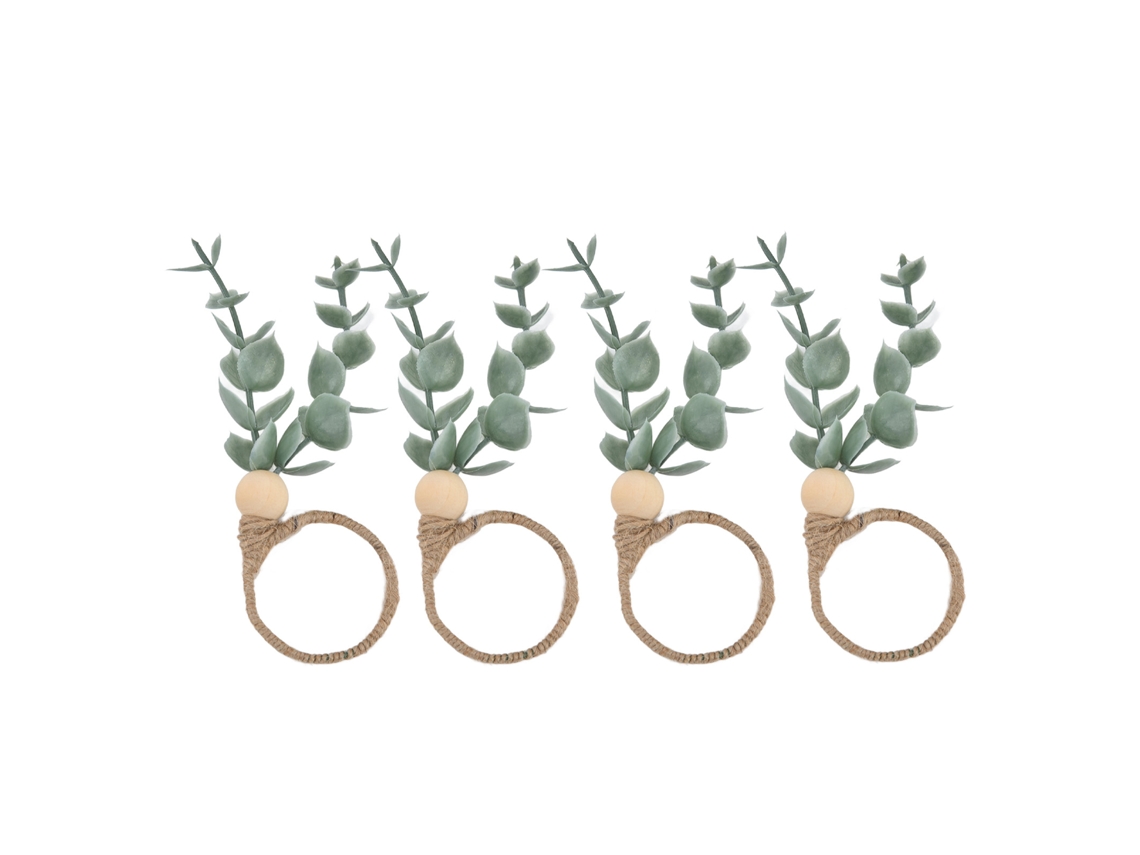 4pcs Anéis para Guardanapos Florais Artesanais Decorativos para Casamentos Festas