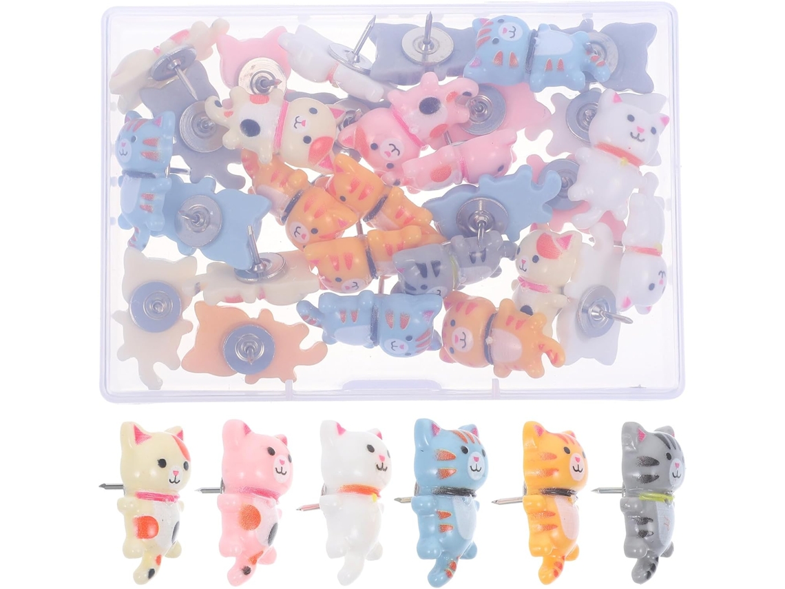 30 Tachinhas Decorativas Em Resina E Metal, Em Formato De Gato, Ideais Para Fixar Em Murais E Usar Escritórios Ou