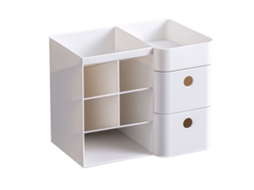Organizador de mesa multifuncional com gaveta e apoio para canetas, estilo simples | S/MARCA