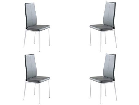 Conjunto de 4 Cadeiras de Cozinha Semi-Pele Luci MOMMA HOME (Cinzento - Polipele -41x47x98 cm)