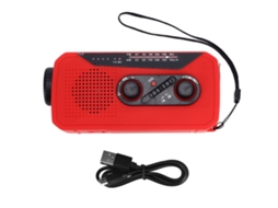 Rádio de Emergência com Célula Solar, Manivela, Lanterna Led e Bateria Externa de 2000mah para Campismo e Trilhas, Plugue Europeu AQUAFORGE