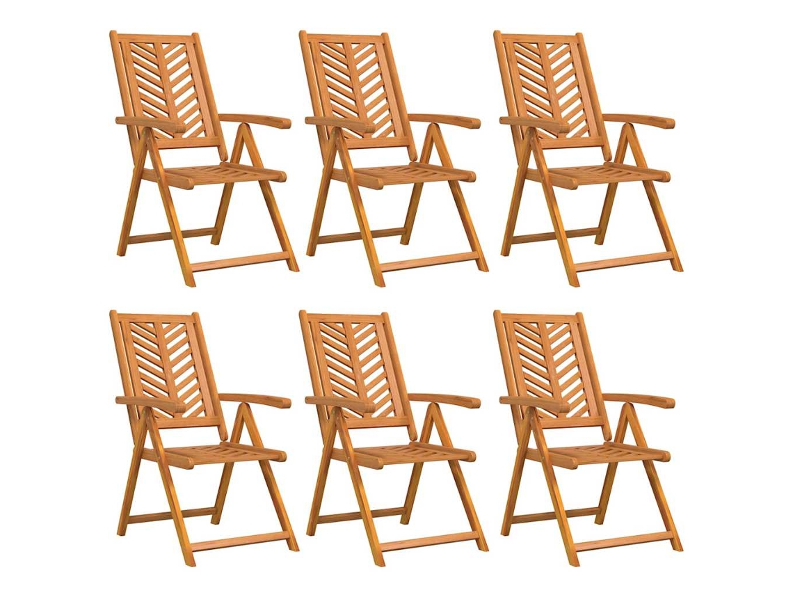 Conjunto 6 Cadeira De Jardim Vidaxl Castanho Madeira De Acácia Maciça (71 X 57 X 90 Cm)