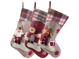 3 Peças, Meias De Natal Clássicas Grandes, Personagens De Natal: Papai Noel, Boneco De Neve, Renas