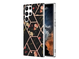 Capa Para Samsung Galaxy S23 Ultra 5g Com Estampa De Mármore E Flores Em Tpu Imd.