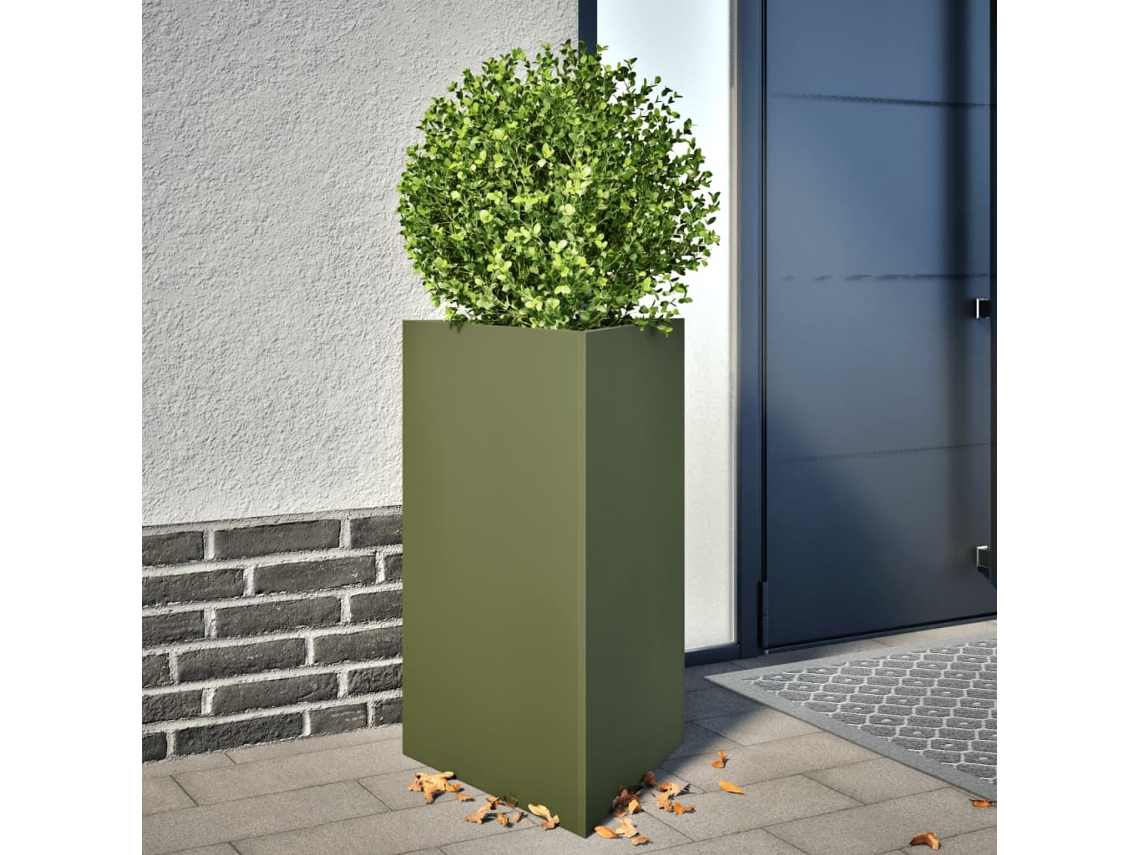 Vidaxl Vaso/floreira Triangular 2 Pcs 50x43x75 Cm Aço Verde-azeitona