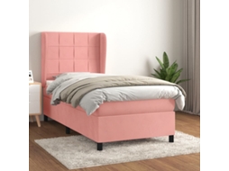 Vidaxl Cama Com Molas/colchão 100x200 Cm Veludo Rosa