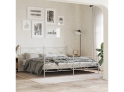 Estrutura De Cama Com Cabeceira E Pés 200x200 Cm Metal Branco