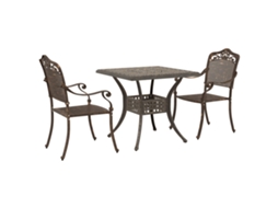Conjunto 3 Mesa De Jardim Vidaxl Bronze Alumínio (80 X 80 X 75 Cm)