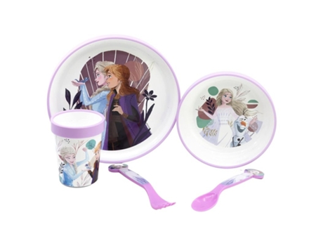 Vajilla Infantil Reutilizable Frozen Con Ilustraciones Anna, Elsa Y Olaf P24stor
