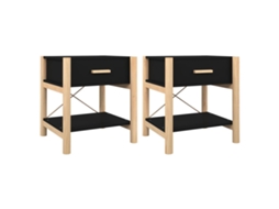 Bedside Table, Bedside Tables Vidaxl Preto Madeira Processada (n/a)
