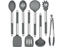 Conjunto De Utensílios De Cozinha Conjunto De Panelas De Silicone Antiaderente De Aço Inoxidável De 8 Peças Cinza Yunzii