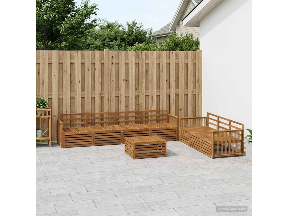 Vidaxl Conjunto De Sofás Para Exterior 8 Pcs Natural