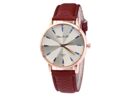 Reloj Cuarzo Para Hombre Y Mujer Con Correa De Cuero Pu Casual Café Oscuro