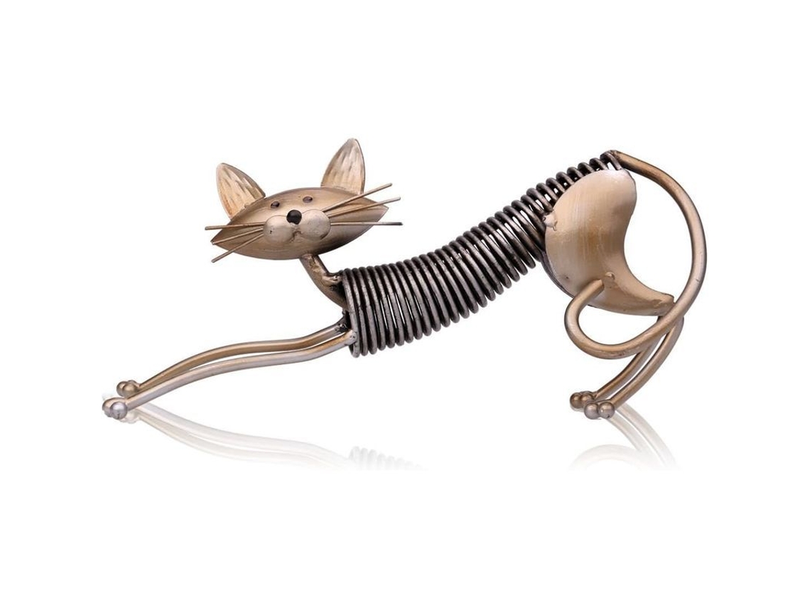 Escultura de Gato em Metal Ferro Nova LINE