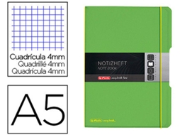 Caderno Herlitz Note Book Flex A5 Polipropileno 40 Folhas Quadricula 4Mm Verde Claro Fecha com Elasticos Preco Uni. Venda Multiplos 1