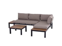Conjunto de Móveis de Jardim 3 Pessoas, Mesa Lateral, Sofá com Almofadas, Alumínio (164x74x69 Cm)