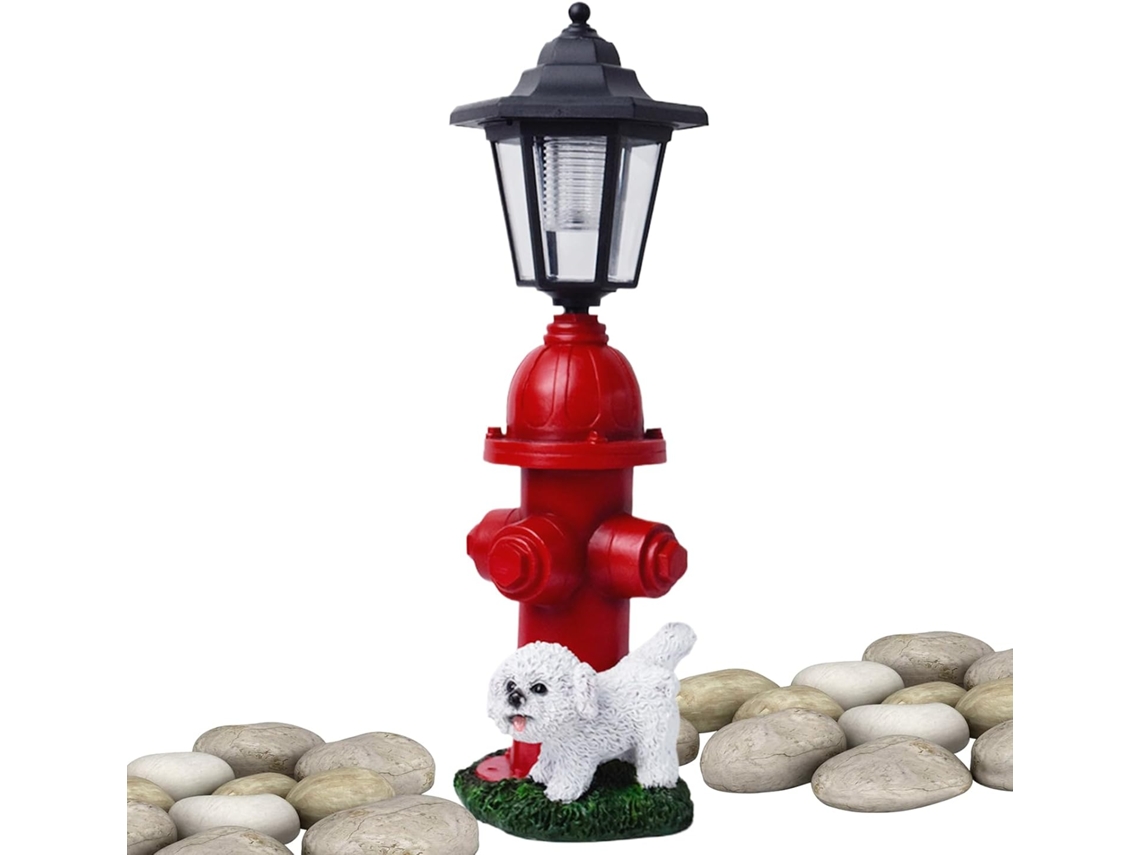 Estátua de cão hidrante com lâmpada solar SFUSHOS