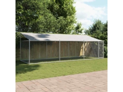 Vidaxl Jaula Para Cão Com Telhado/porta 6x2x2 M Aço Galvanizado Cinza