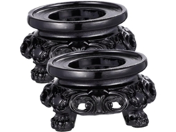 Conjunto De 2 Esferas Cristal Com Base Vazada Preta Em Resina Sintética, Elegante E Funcional Para Decoração De Estúdio