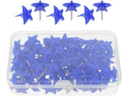 Conjunto Luxshiny de 100 tachinhas em Formato Estrela para Quadros Cortiça, Azuis, Plástico e Ferro Feitas, Duráveis