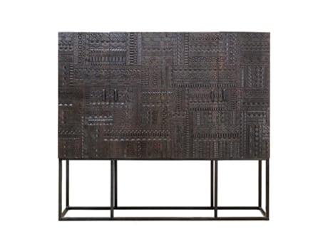 Vitrina em madeira de manga e pernas de metal em nogueira escura Castanho. GINER Y COLOMER 160x40x180