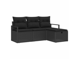 Conjunto de Sofá de Jardim 4 Pcs Preto Rattan Sintético HARLANV1