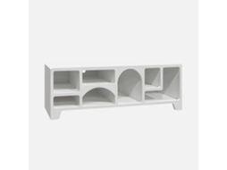 Móveis De Tv Orgânico Com Efeito De Madeira Branca, 160cm, Branco Sweeek