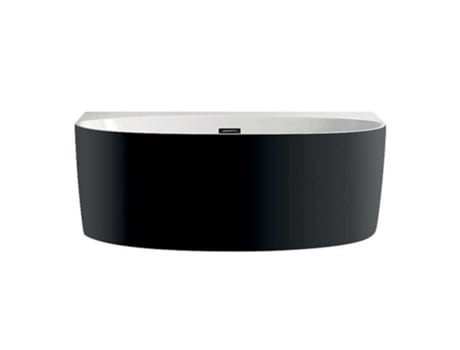 Belina Belina Banheira Semi Ilha Banheira De Parede Design E Elegante Forma Arredondada Acrílico Resistente E Durável Preto Sanita