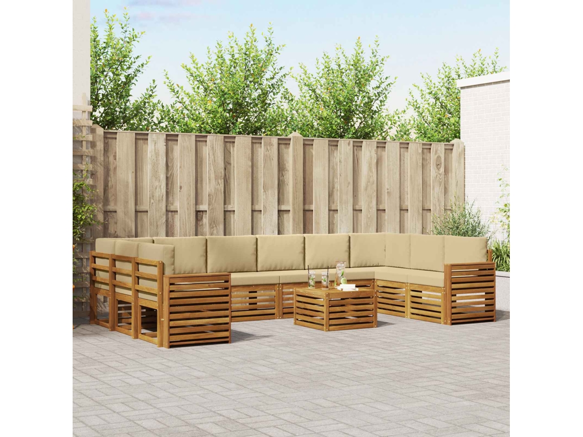 Vidaxl Conjunto De Sofás Para Exterior 11 Pcs Natural E Bege
